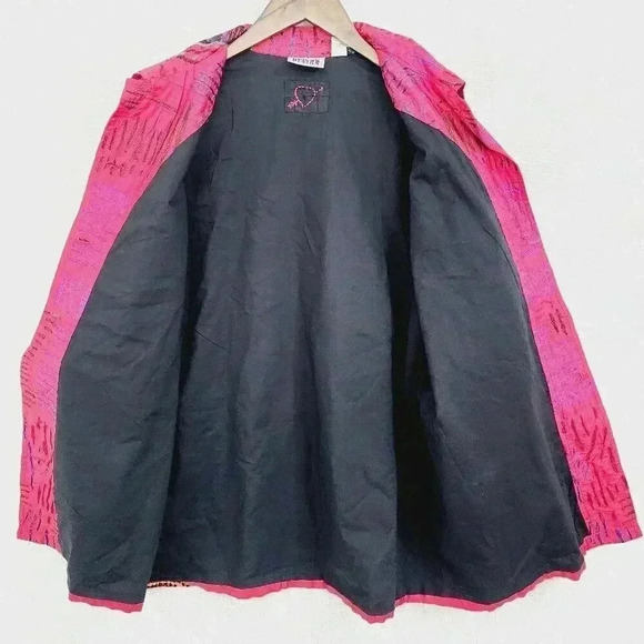 Vtg Chico's 100% Silk Embroidered  Button up Women's Blazer 1/M 3556P - Picture 3 of 8